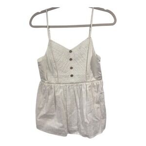 Doe Rae White Textured Eyelet Button Front Babydoll Top Size S NWOT
